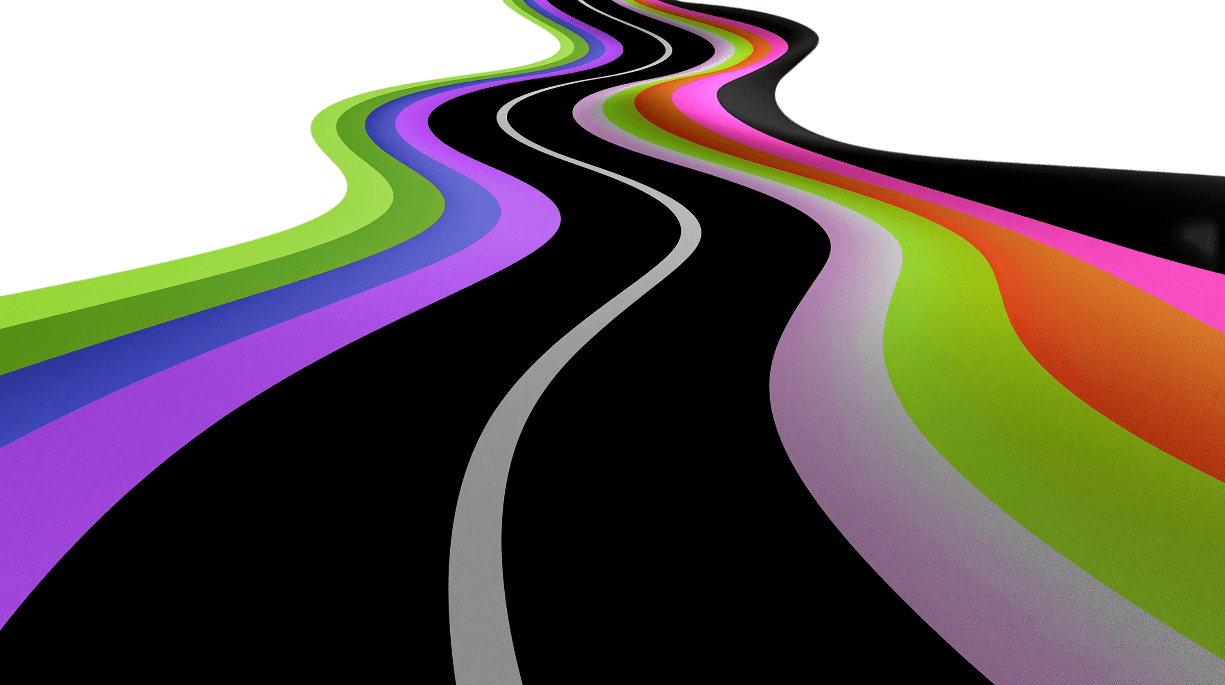Colorful winding paths representing different cybersecurity career routes